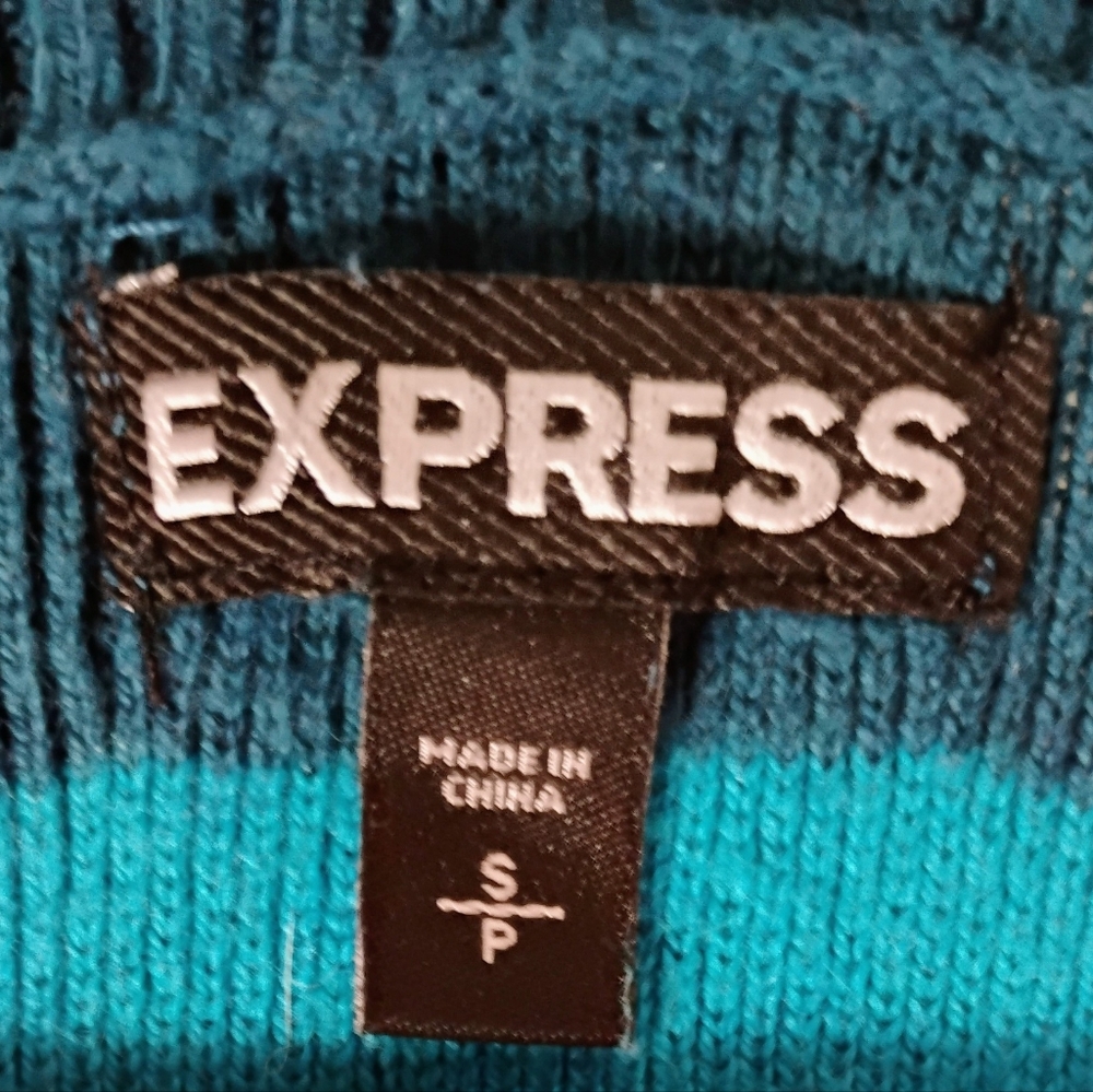 Express Forrest Green And Dark Green Striped Deep V SweaterSize SP - Picture 5 of 6